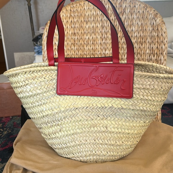 New Christian Louboutin Loubishore Wicker Summer Tote - Picture 9 of 16